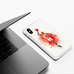 Чехол iPhone XS Max матовый Michael Jordan: Red Star, цвет: 3D-белый — фото 2