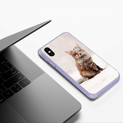 Чехол iPhone XS Max матовый Снежная лисица / 3D-Светло-сиреневый – фото 3