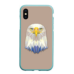 Чехол iPhone XS Max матовый Геометрический орел, цвет: 3D-мятный
