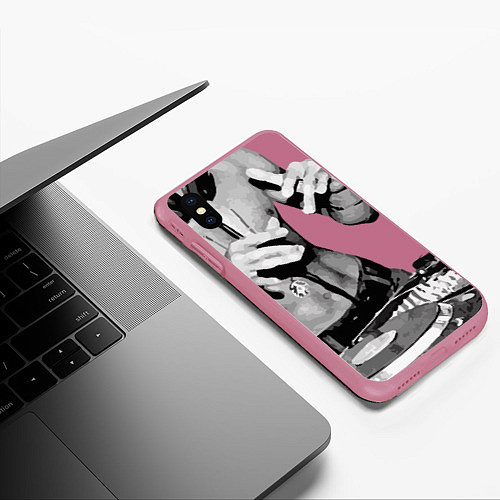 Чехол iPhone XS Max матовый Брюс Ли Dj / 3D-Малиновый – фото 3