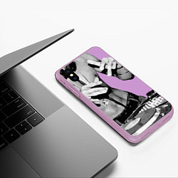 Чехол iPhone XS Max матовый Брюс Ли Dj, цвет: 3D-сиреневый — фото 2