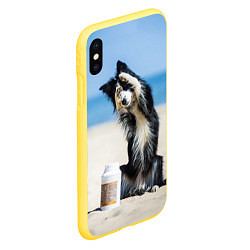 Чехол iPhone XS Max матовый Песик на пляже, цвет: 3D-желтый — фото 2