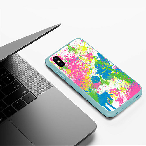 Чехол iPhone XS Max матовый Брызги / 3D-Мятный – фото 3