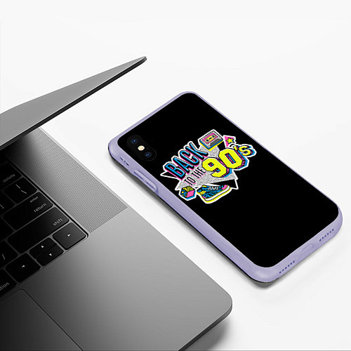 Чехол iPhone XS Max матовый Назад в 90-е! / 3D-Светло-сиреневый – фото 3
