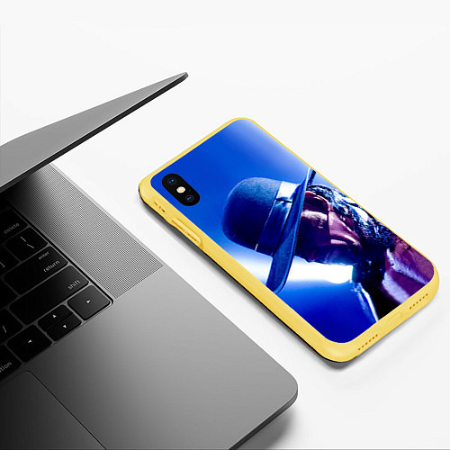 Чехол iPhone XS Max матовый Гробовщик 4 / 3D-Желтый – фото 3