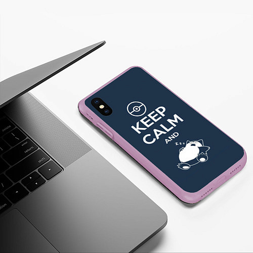 Чехол iPhone XS Max матовый Keep Calm & Squirtle / 3D-Сиреневый – фото 3