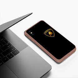 Чехол iPhone XS Max матовый Lamborghini, цвет: 3D-коричневый — фото 2