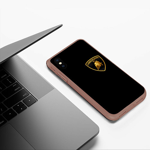 Чехол iPhone XS Max матовый Lamborghini / 3D-Коричневый – фото 3