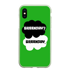 Чехол iPhone XS Max матовый Green Day Clouds, цвет: 3D-салатовый