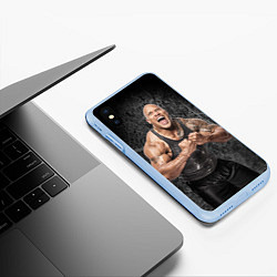 Чехол iPhone XS Max матовый Dwayne Johnson, цвет: 3D-голубой — фото 2