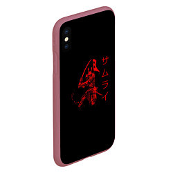Чехол iPhone XS Max матовый Японские иероглифы - самурай, цвет: 3D-малиновый — фото 2