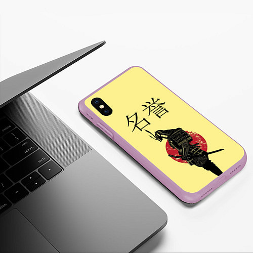 Чехол iPhone XS Max матовый Японский самурай (честь) / 3D-Сиреневый – фото 3