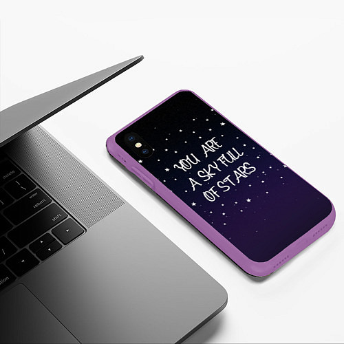 Чехол iPhone XS Max матовый Coldplay: Night Sky / 3D-Фиолетовый – фото 3