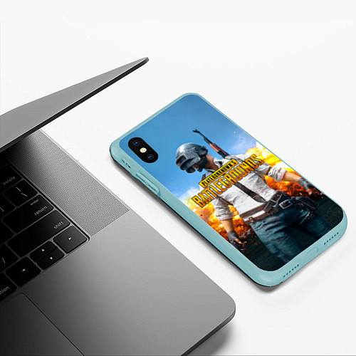 Чехол iPhone XS Max матовый PUBG Wars / 3D-Мятный – фото 3