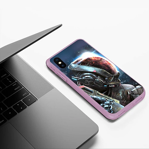 Чехол iPhone XS Max матовый Mass Effect: Andromeda / 3D-Сиреневый – фото 3