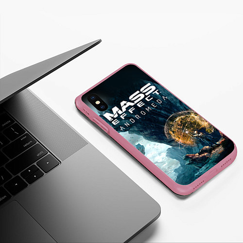 Чехол iPhone XS Max матовый Mass Effect: Andromeda / 3D-Малиновый – фото 3