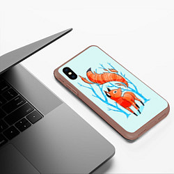 Чехол iPhone XS Max матовый Маленький лисенок, цвет: 3D-коричневый — фото 2