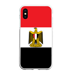 Чехол iPhone XS Max матовый Флаг и герб Египта, цвет: 3D-белый