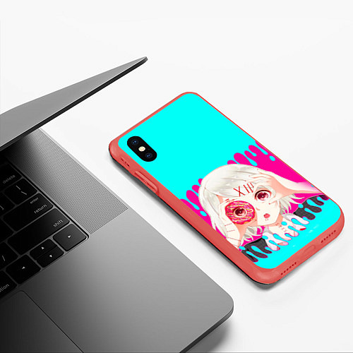 Чехол iPhone XS Max матовый Tokyo Ghoul / 3D-Красный – фото 3