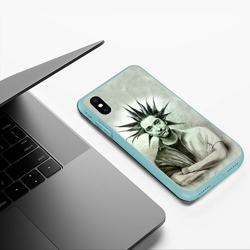 Чехол iPhone XS Max матовый Король и Шут / 3D-Мятный – фото 3