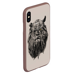 Чехол iPhone XS Max матовый Старый лев-воин, цвет: 3D-коричневый — фото 2