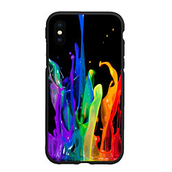 Чехол iPhone XS Max матовый Всплеск красок, цвет: 3D-черный