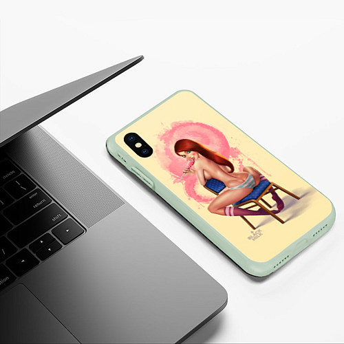 Чехол iPhone XS Max матовый Pin Up Girl / 3D-Салатовый – фото 3