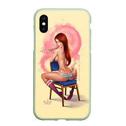 Чехол iPhone XS Max матовый Pin Up Girl, цвет: 3D-салатовый