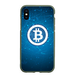 Чехол iPhone XS Max матовый Bitcoin Blue, цвет: 3D-темно-зеленый