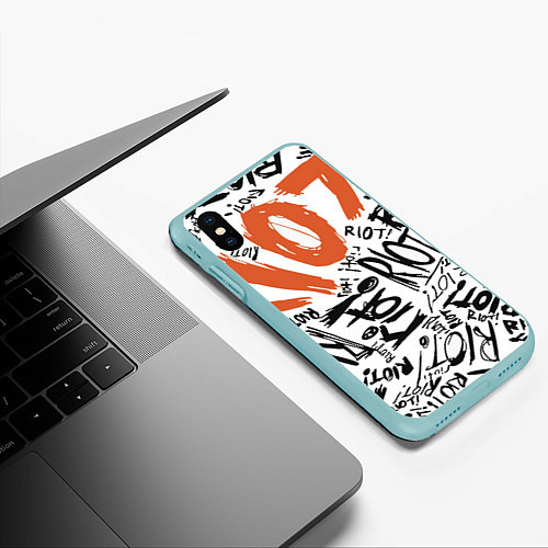 Чехол iPhone XS Max матовый Paramore: Riot / 3D-Мятный – фото 3