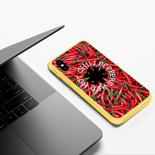 Чехол iPhone XS Max матовый Red Hot Chili Peppers / 3D-Желтый – фото 3