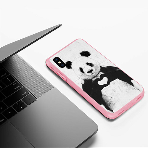 Чехол iPhone XS Max матовый Panda Love / 3D-Баблгам – фото 3