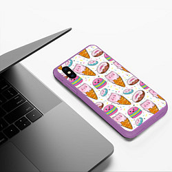 Чехол iPhone XS Max матовый Сладкие котики, цвет: 3D-фиолетовый — фото 2
