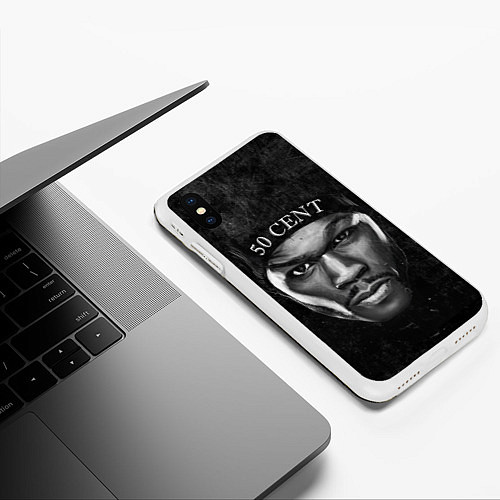 Чехол iPhone XS Max матовый 50 cent: black style / 3D-Белый – фото 3