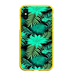 Чехол iPhone XS Max матовый Tropical pattern, цвет: 3D-желтый