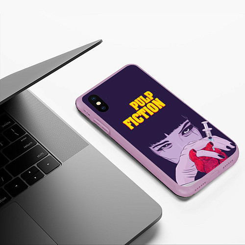 Чехол iPhone XS Max матовый Pulp Fiction: Dope Heart / 3D-Сиреневый – фото 3