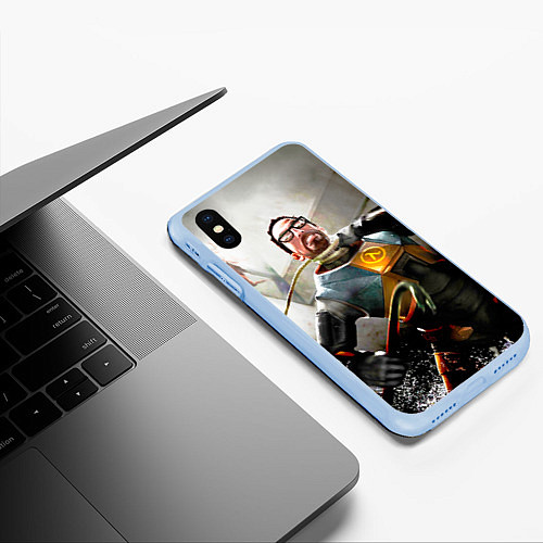 Чехол iPhone XS Max матовый Freeman / 3D-Голубой – фото 3