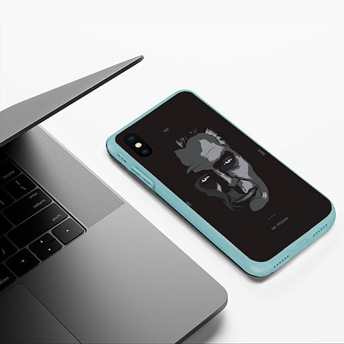 Чехол iPhone XS Max матовый G-Man Face / 3D-Мятный – фото 3