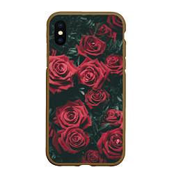Чехол iPhone XS Max матовый Бархатные розы, цвет: 3D-коричневый