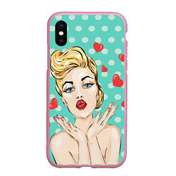 Чехол iPhone XS Max матовый Pop Art, цвет: 3D-розовый