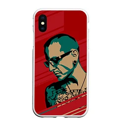 Чехол iPhone XS Max матовый Chester Bennington, цвет: 3D-белый