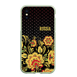 Чехол iPhone XS Max матовый Russia: black edition, цвет: 3D-салатовый