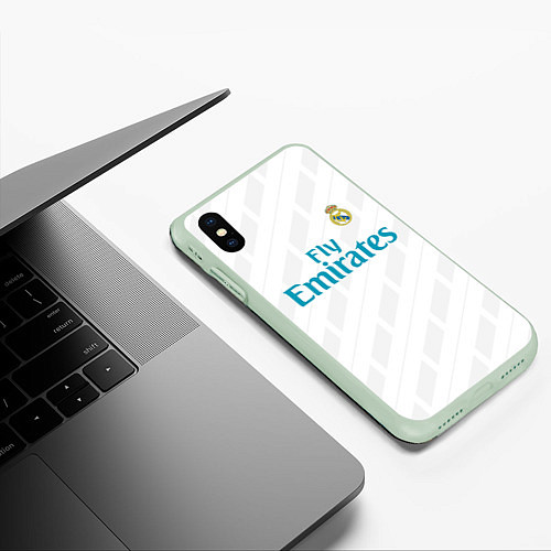 Чехол iPhone XS Max матовый Real Madrid / 3D-Салатовый – фото 3
