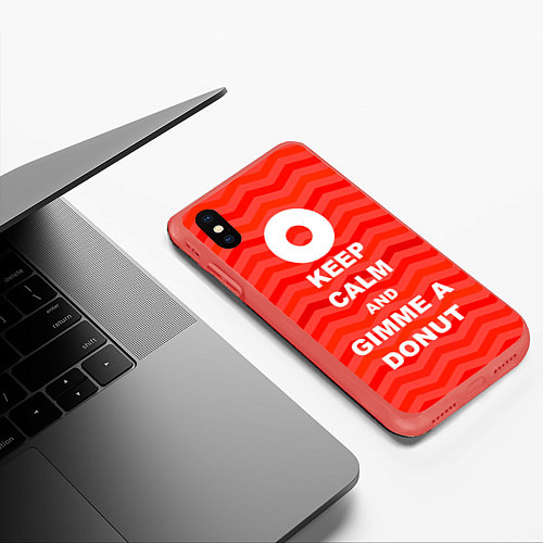 Чехол iPhone XS Max матовый Keep Calm & Gimme a donut / 3D-Красный – фото 3