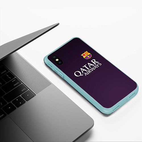 Чехол iPhone XS Max матовый Barcelona FC: Violet / 3D-Мятный – фото 3