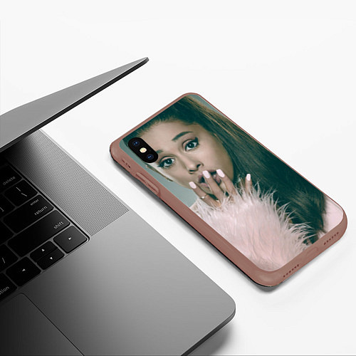 Чехол iPhone XS Max матовый Ariana Grande / 3D-Коричневый – фото 3