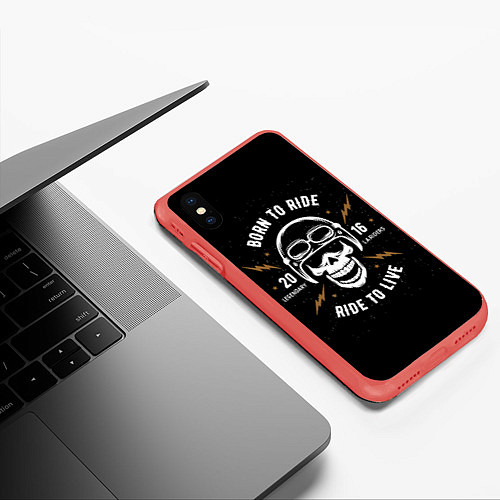 Чехол iPhone XS Max матовый Born to ride / 3D-Красный – фото 3