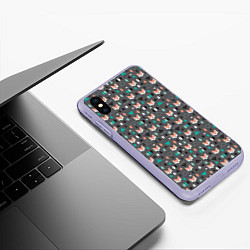 Чехол iPhone XS Max матовый Лисы и геометрия, цвет: 3D-светло-сиреневый — фото 2