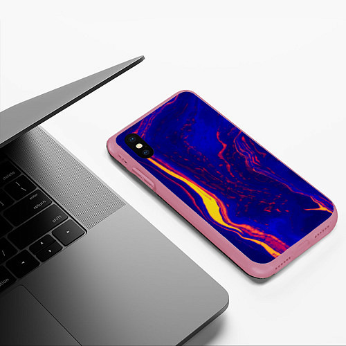 Чехол iPhone XS Max матовый Ультрафиолетовые разводы / 3D-Малиновый – фото 3