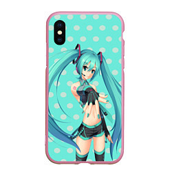 Чехол iPhone XS Max матовый Hatsune Miku, цвет: 3D-розовый